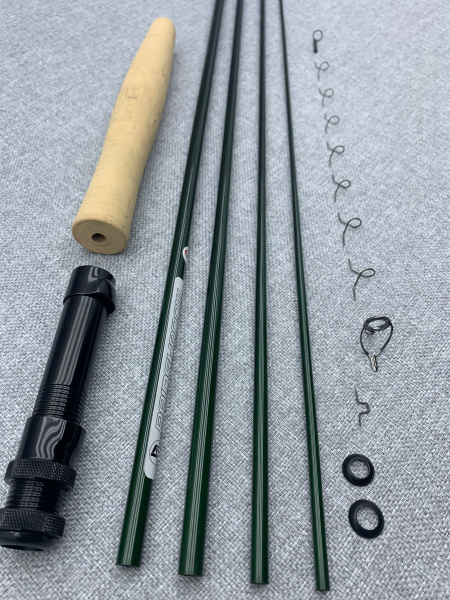 ROD BUILDING KIT IM-8 GRAPHITE SWITCH FLY ROD BLANK 11ft 3/4WT 4PC GLOSS  GREEN