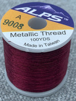 Alps Metallic Rod Wrapping Thread - Burgundy. Size A.