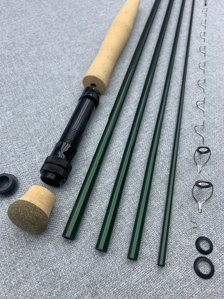 Fly Rod Building Kit With 4 Piece, 9' 0", 5 Weight Olympic Green RAINSHADOW UNITY Blank.